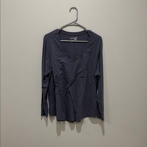 Terra & Sky Gray Ruffled Long Sleeve Blouse